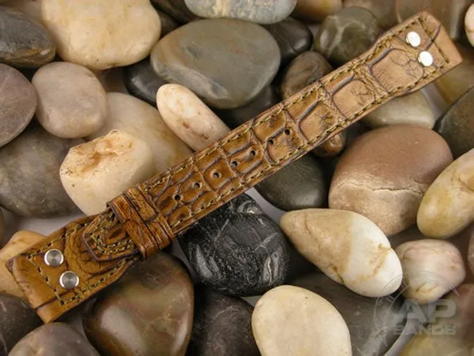 Vintage Golden Brown Alligator Leather For IWC Big Pilot Watches, B-Uhr Tang
