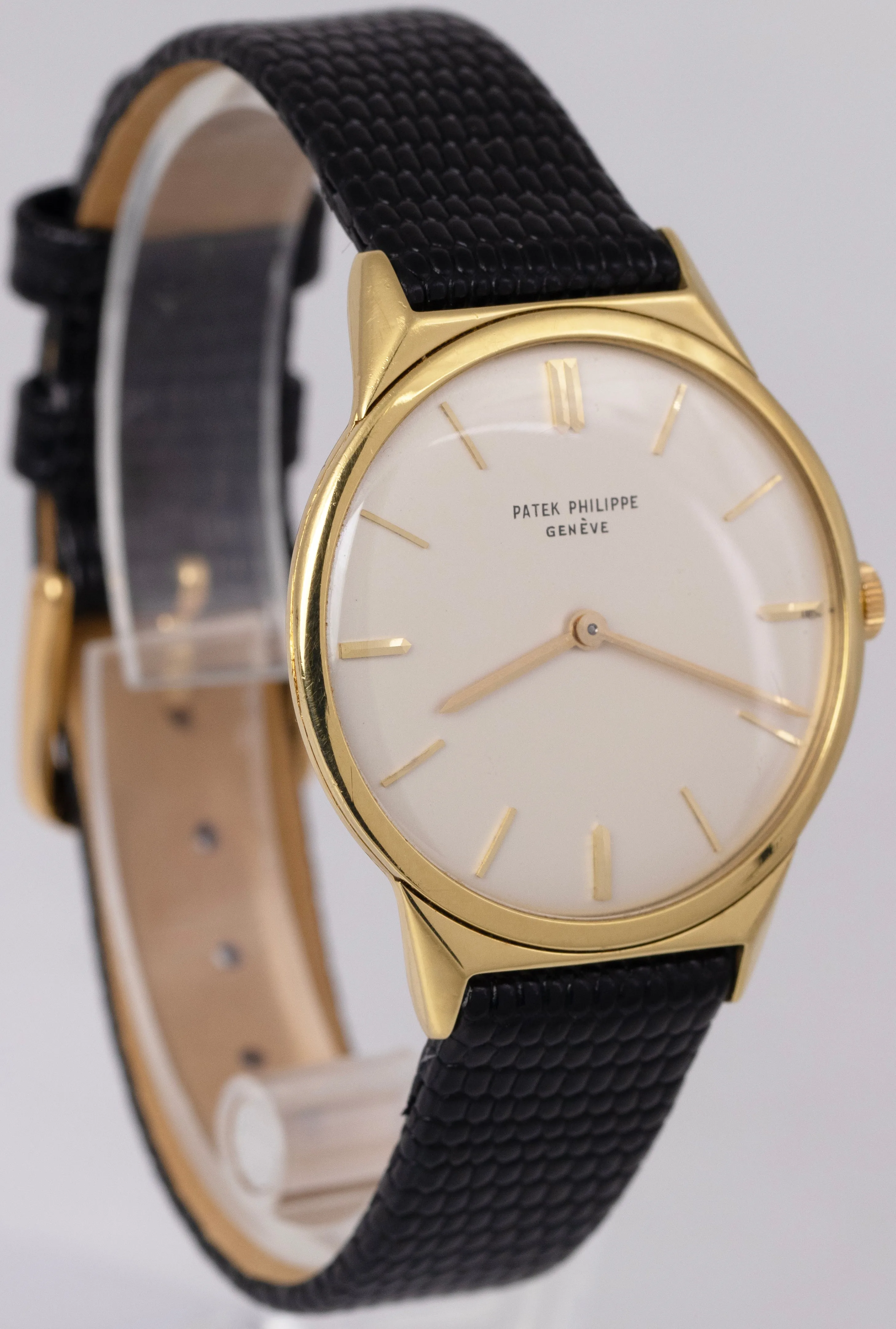 VINTAGE Patek Philippe Calatrava 33mm Silver 'Hooded Lugs' 18K Yellow Gold 2568