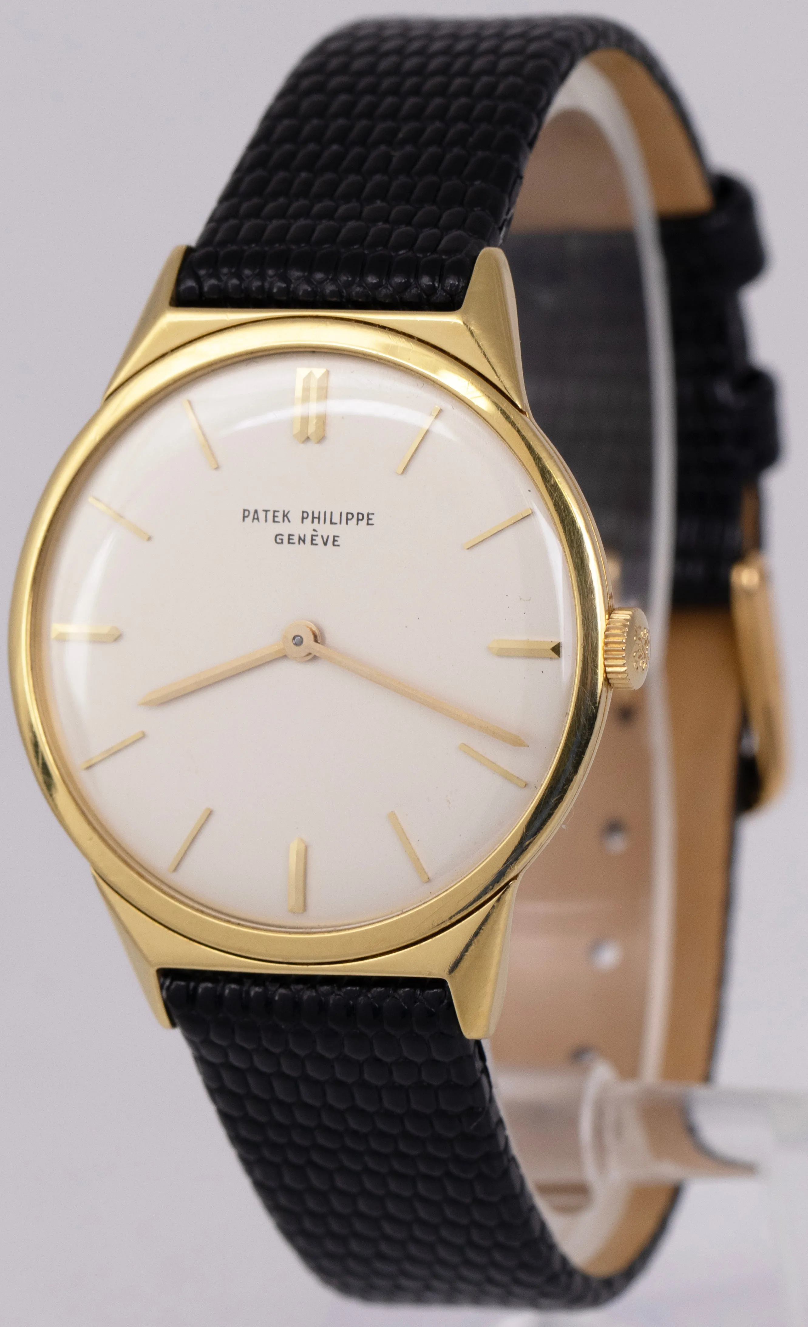 VINTAGE Patek Philippe Calatrava 33mm Silver 'Hooded Lugs' 18K Yellow Gold 2568