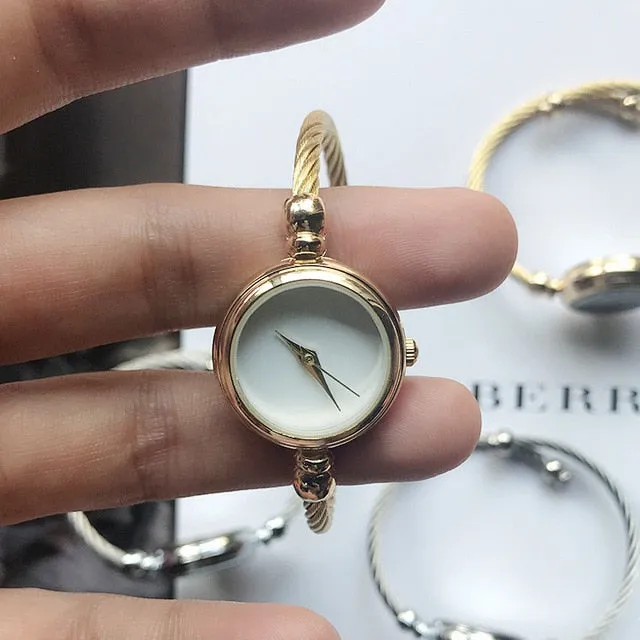 Vintage Retro 14K Yellow Gold WristWatch Bracelet Women Wedding Watch Jewelry