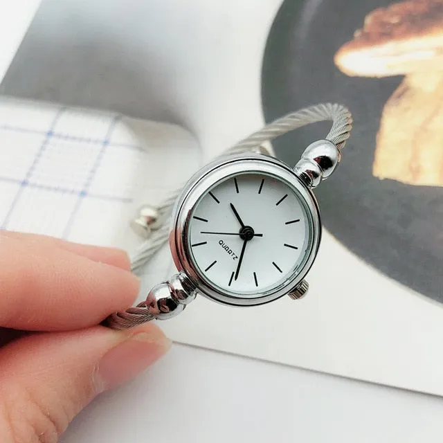 Vintage Retro 14K Yellow Gold WristWatch Bracelet Women Wedding Watch Jewelry