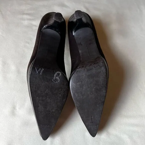 Vintage Stuart Weitzman Pump Dress Shoe Slip On Brown Suede Croc Heel 6.5