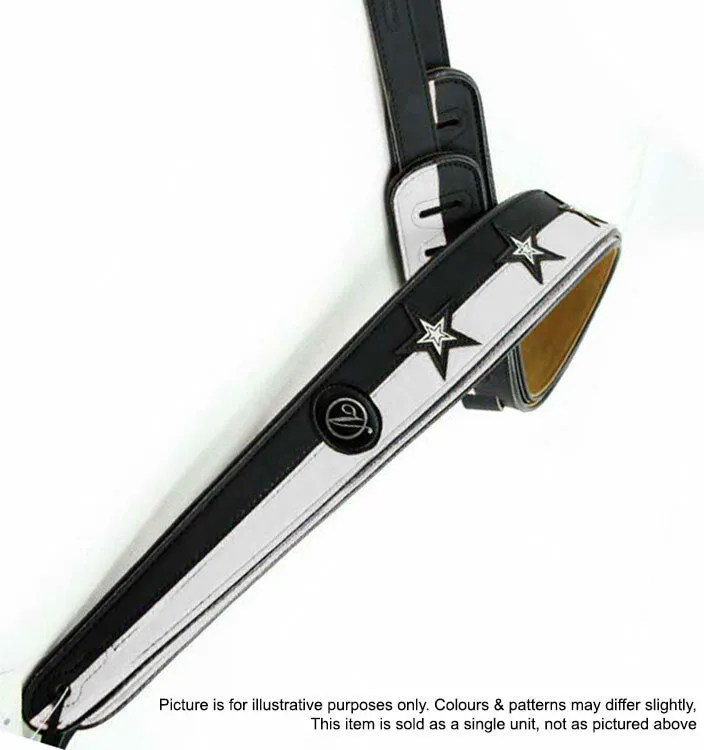 Vorson Black & White Leather Guitar Strap with White Stars