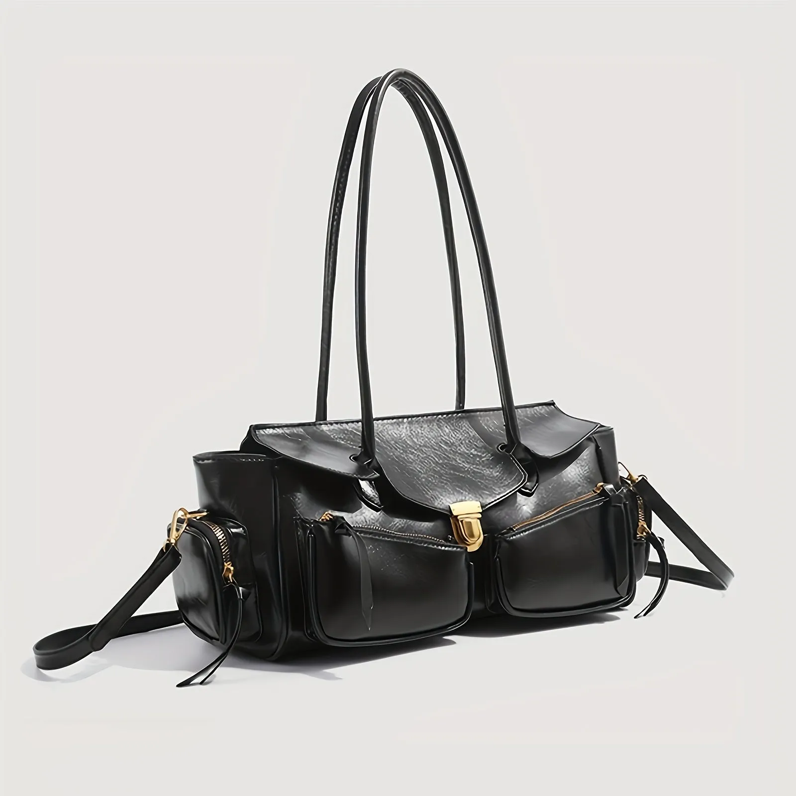 Waterproof Y2K-Inspired Faux Leather Baguette Bag
