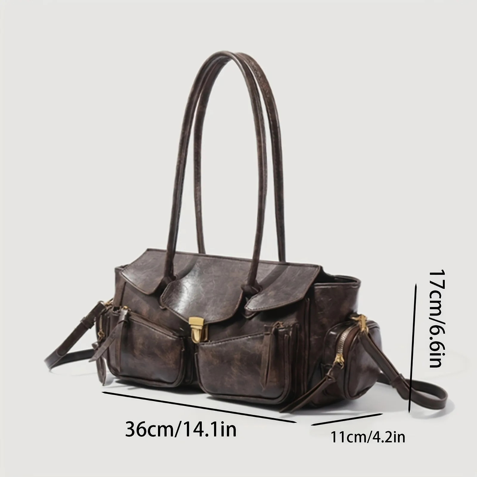 Waterproof Y2K-Inspired Faux Leather Baguette Bag