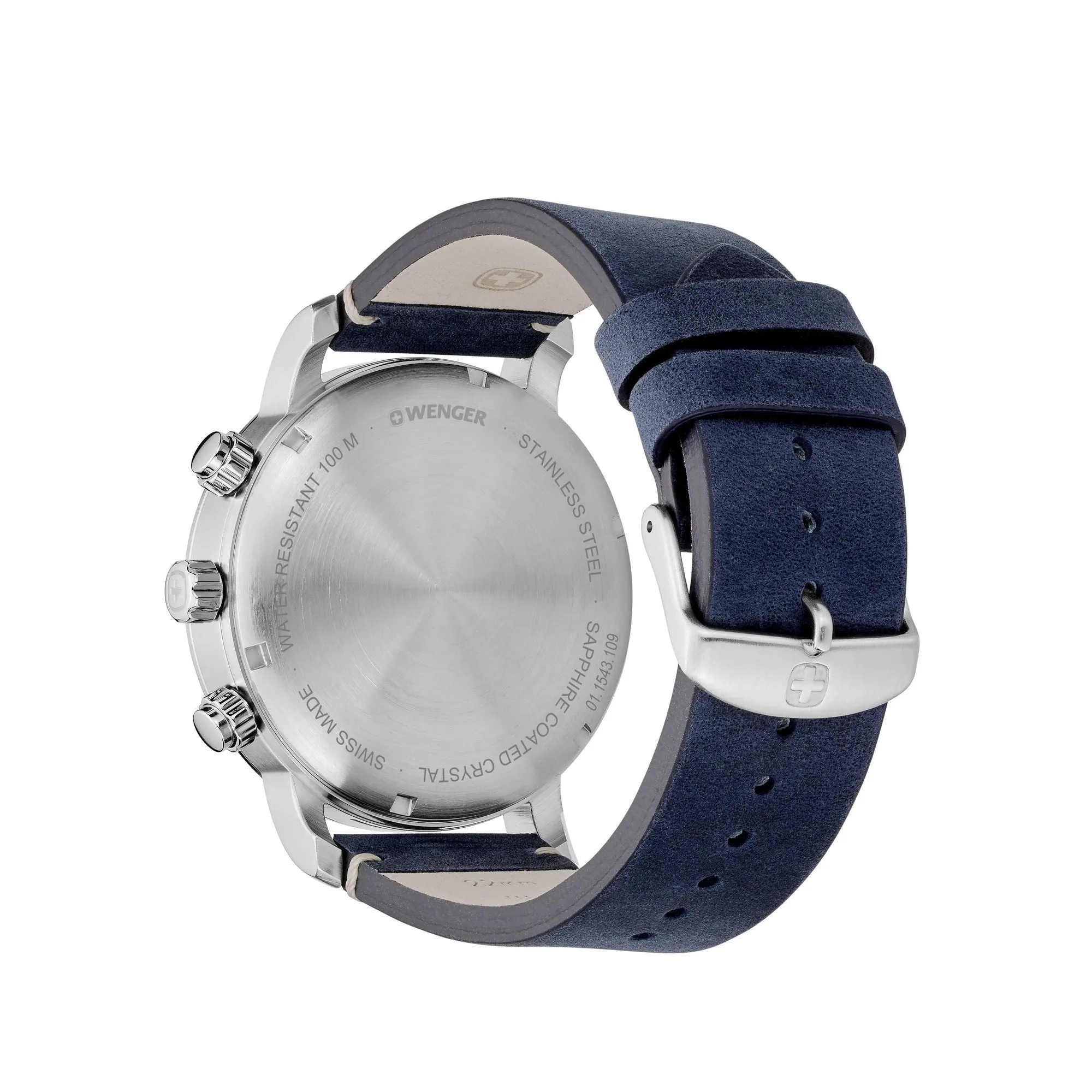 Wenger Attitude Chrono 44 Blue Dial Blue Leather Men's Watch