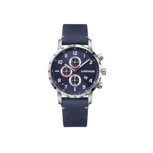 Wenger Attitude Chrono 44 Blue Dial Blue Leather Men's Watch