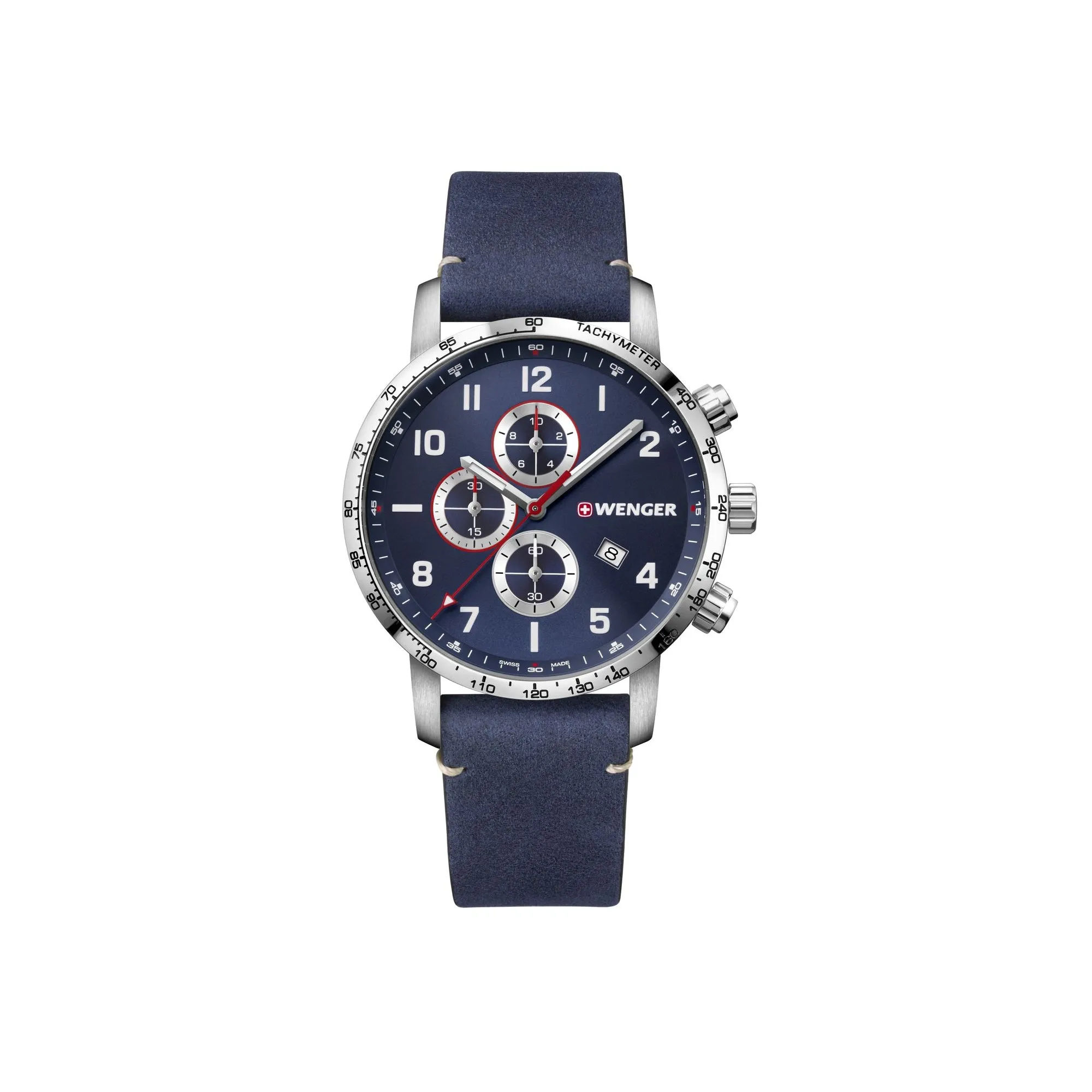Wenger Attitude Chrono 44 Blue Dial Blue Leather Men's Watch