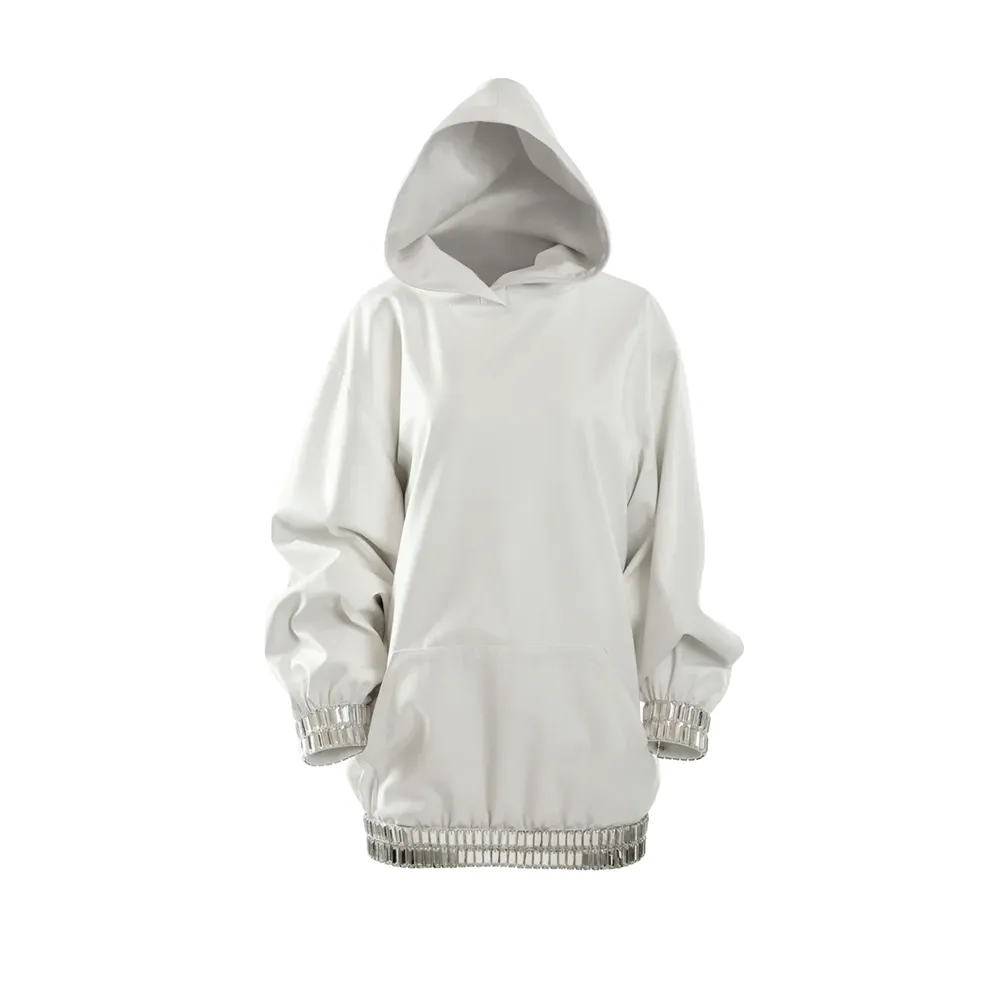 White Leather Hoodie