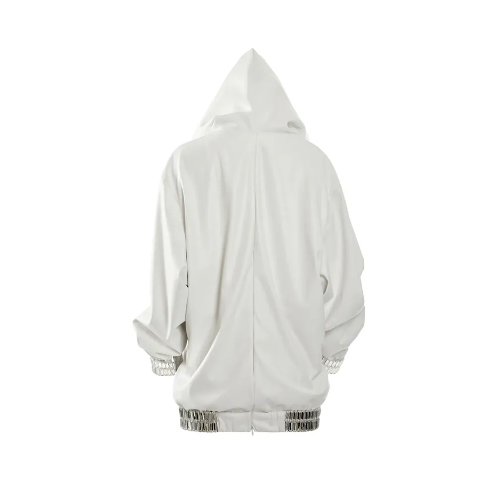 White Leather Hoodie