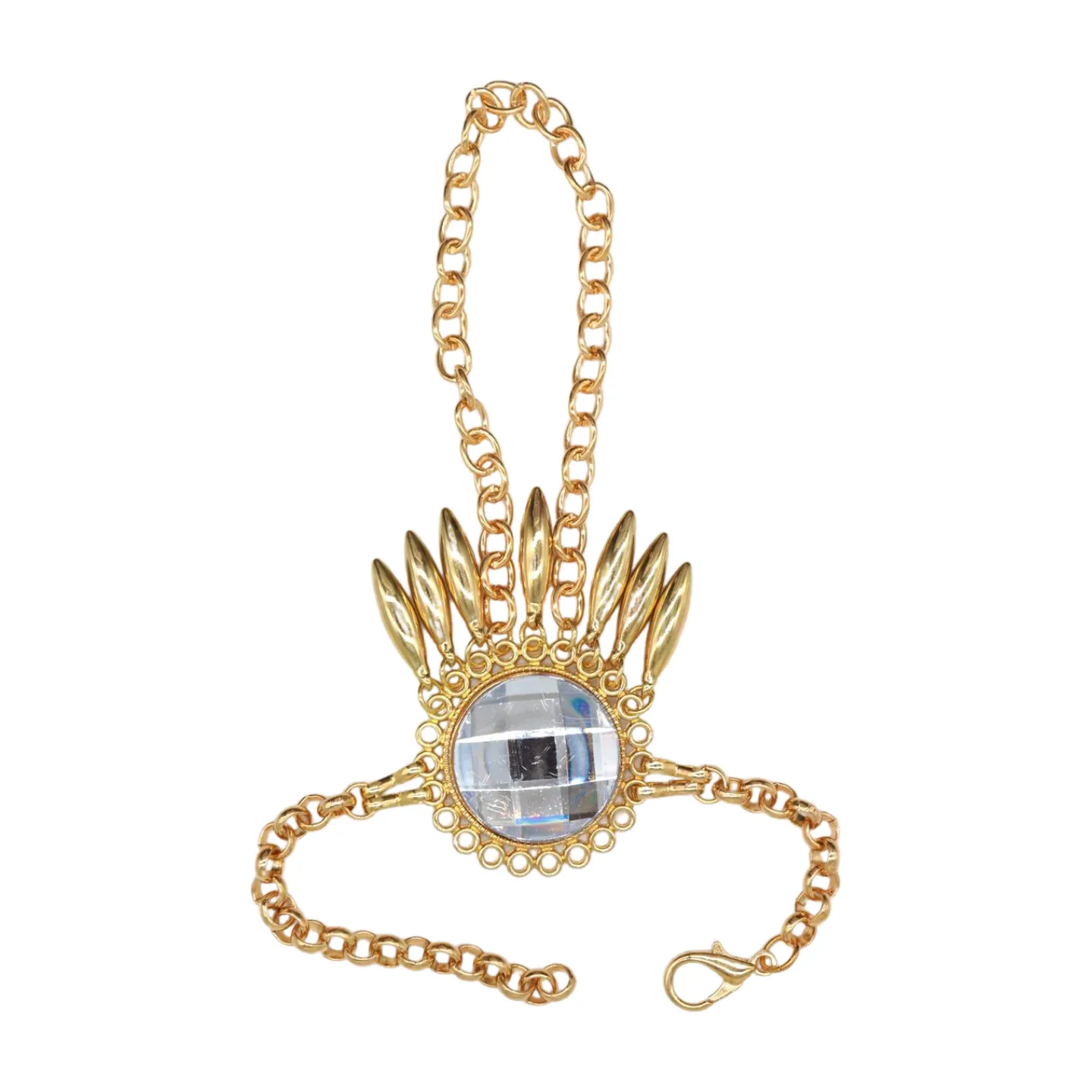 Women Gold Metal Hand Chain Sun Flower Charm Bracelet Ring