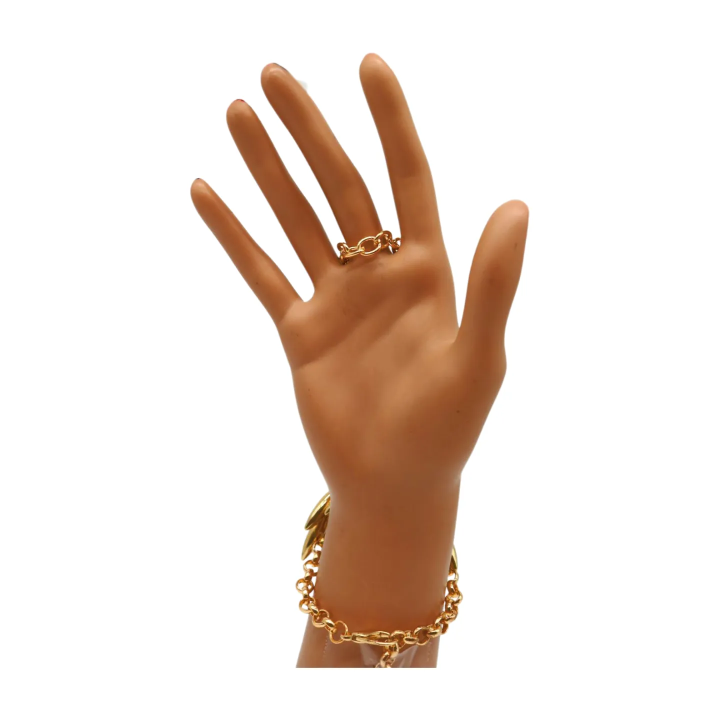 Women Gold Metal Hand Chain Sun Flower Charm Bracelet Ring