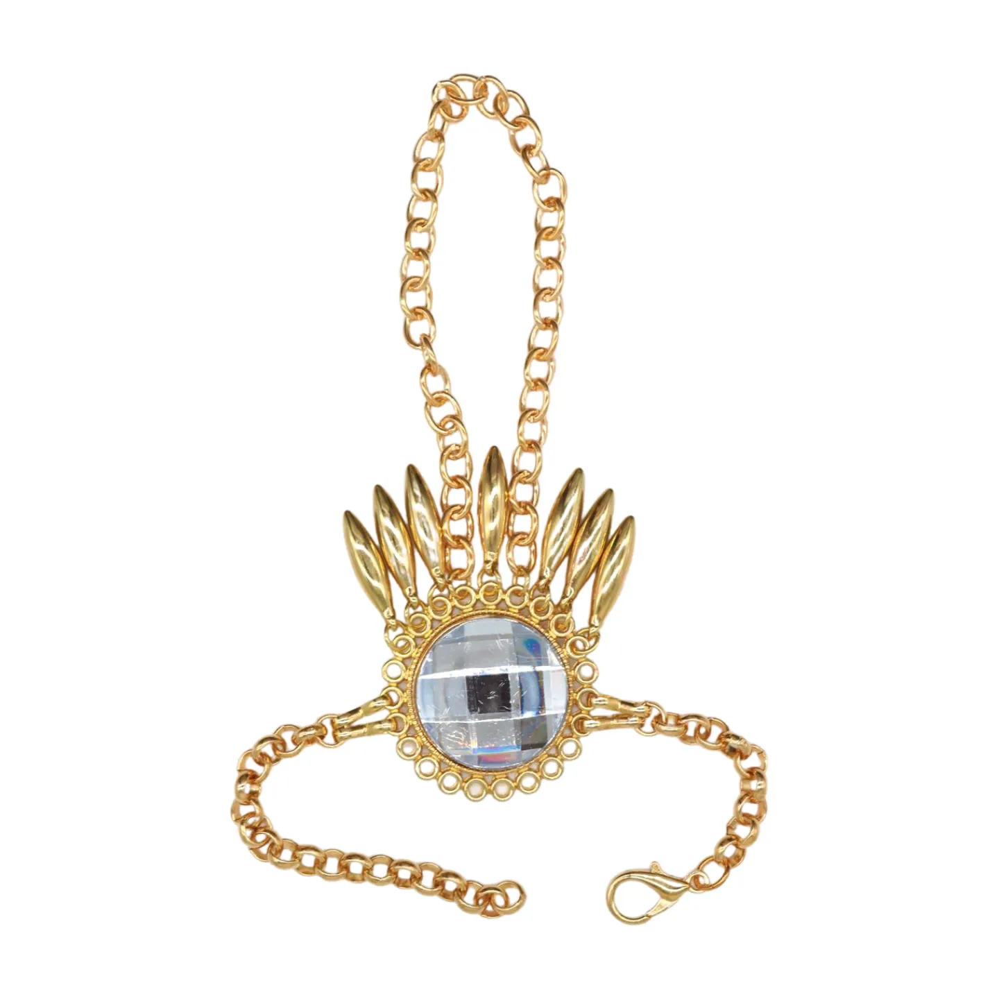 Women Gold Metal Hand Chain Sun Flower Charm Bracelet Ring