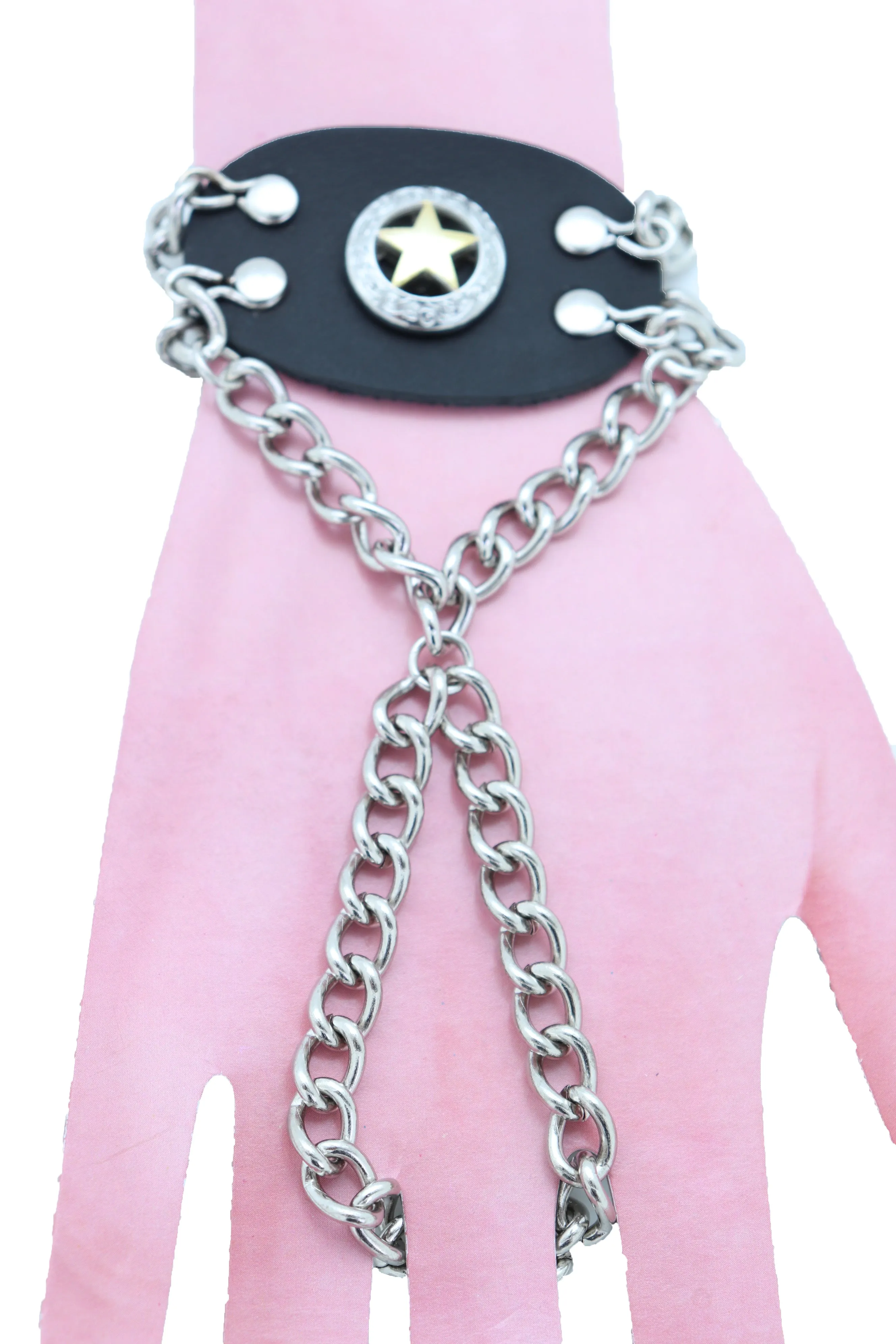 Women Men Bracelet Silver Metal Hand Chain Texas Lone Star Charm Biker Jewelry One Size Fits All