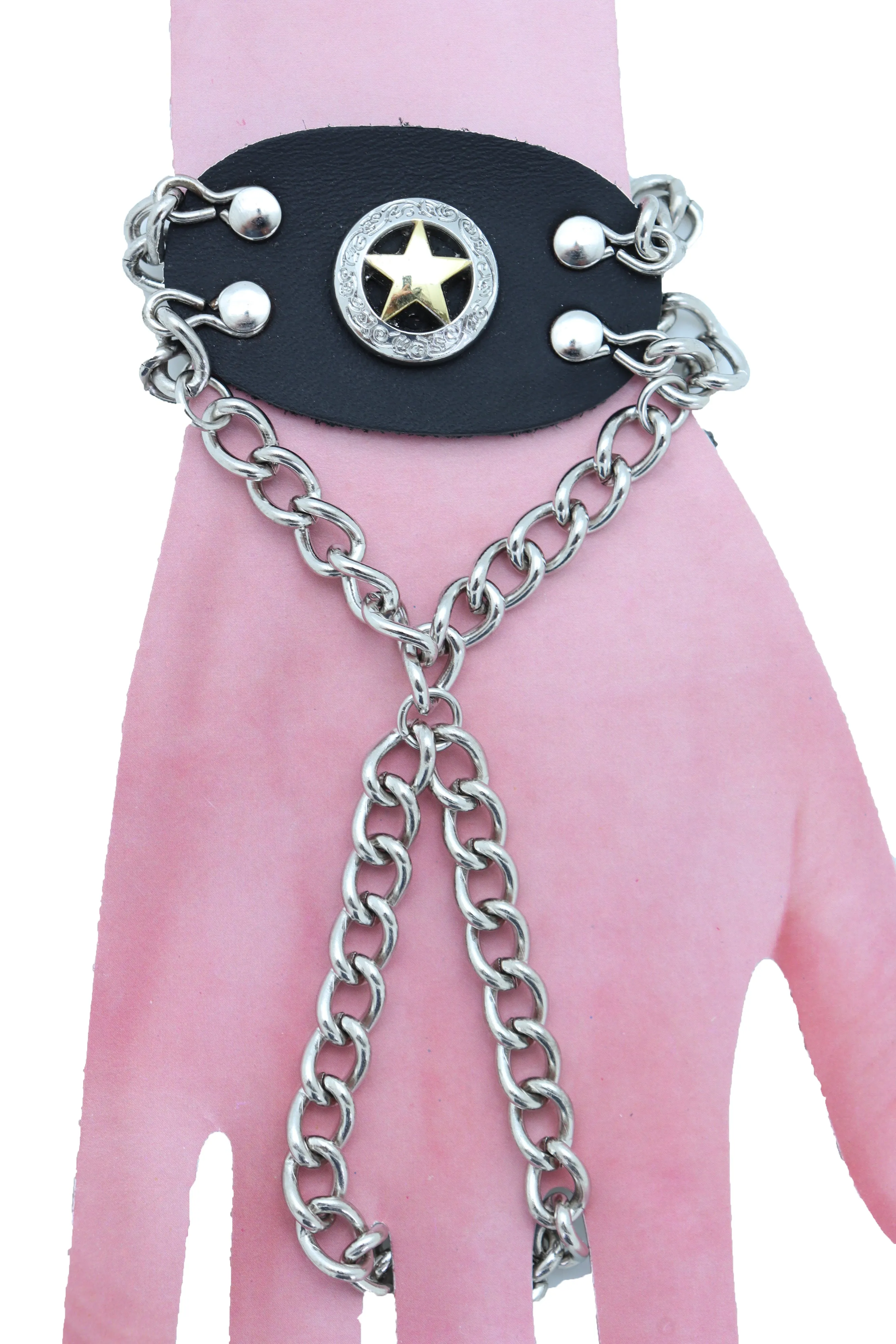Women Men Bracelet Silver Metal Hand Chain Texas Lone Star Charm Biker Jewelry One Size Fits All