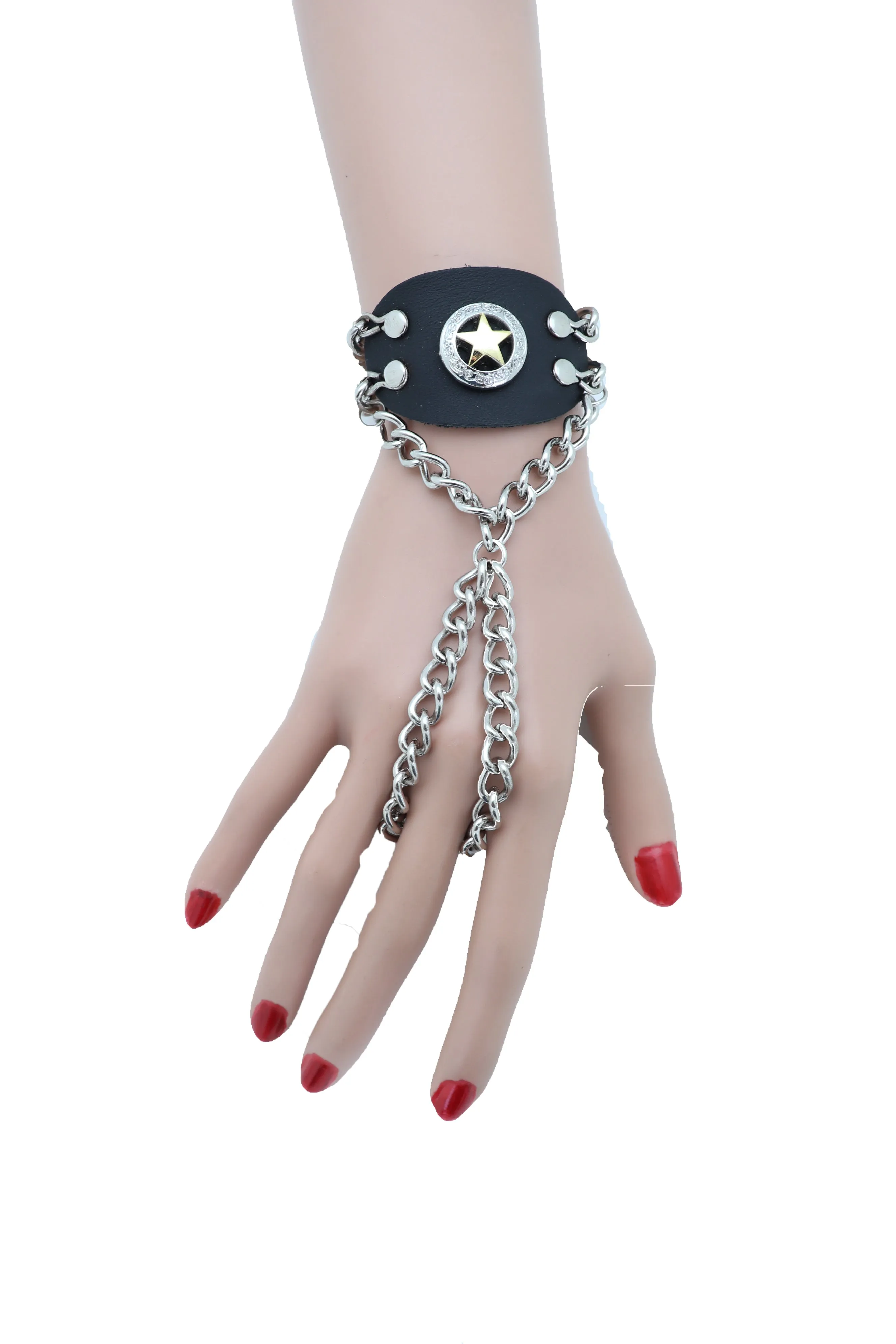 Women Men Bracelet Silver Metal Hand Chain Texas Lone Star Charm Biker Jewelry One Size Fits All