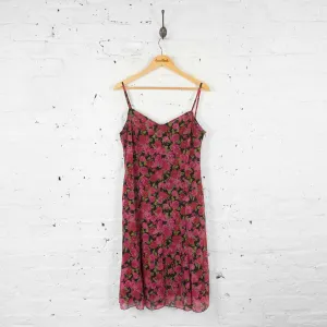 Womens Floral Print Summer Strap Dress - Pink - UK 10