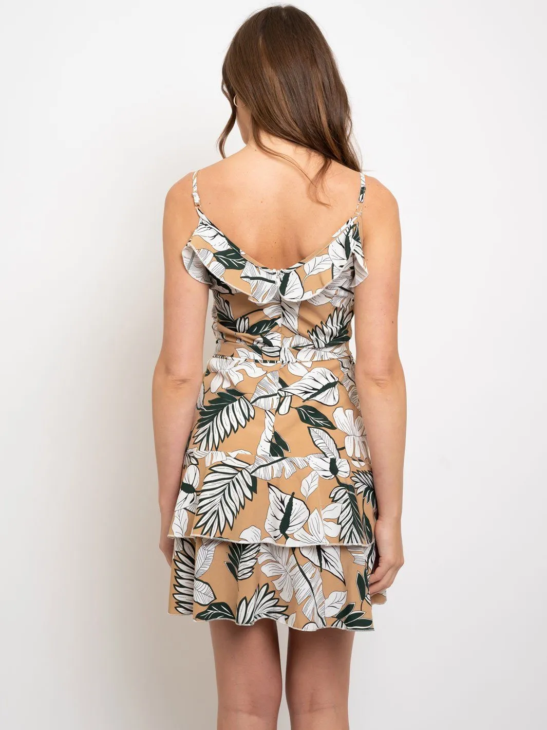 WOMEN'S FLORAL RUFFLE MINI DRESS