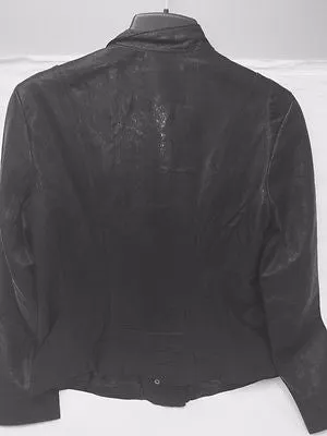 WOMEN'S FRONT ZIPPER SHORT BIKER MOTO JACKET REAL LEATHER VERY SOFT