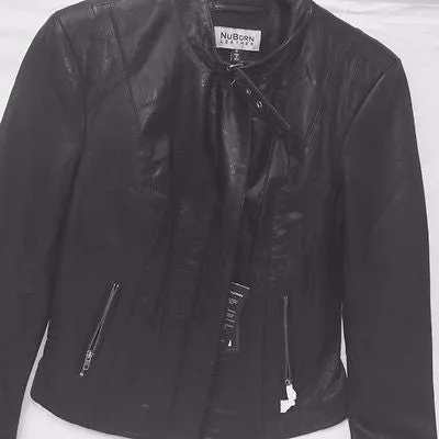 WOMEN'S FRONT ZIPPER SHORT BIKER MOTO JACKET REAL LEATHER VERY SOFT