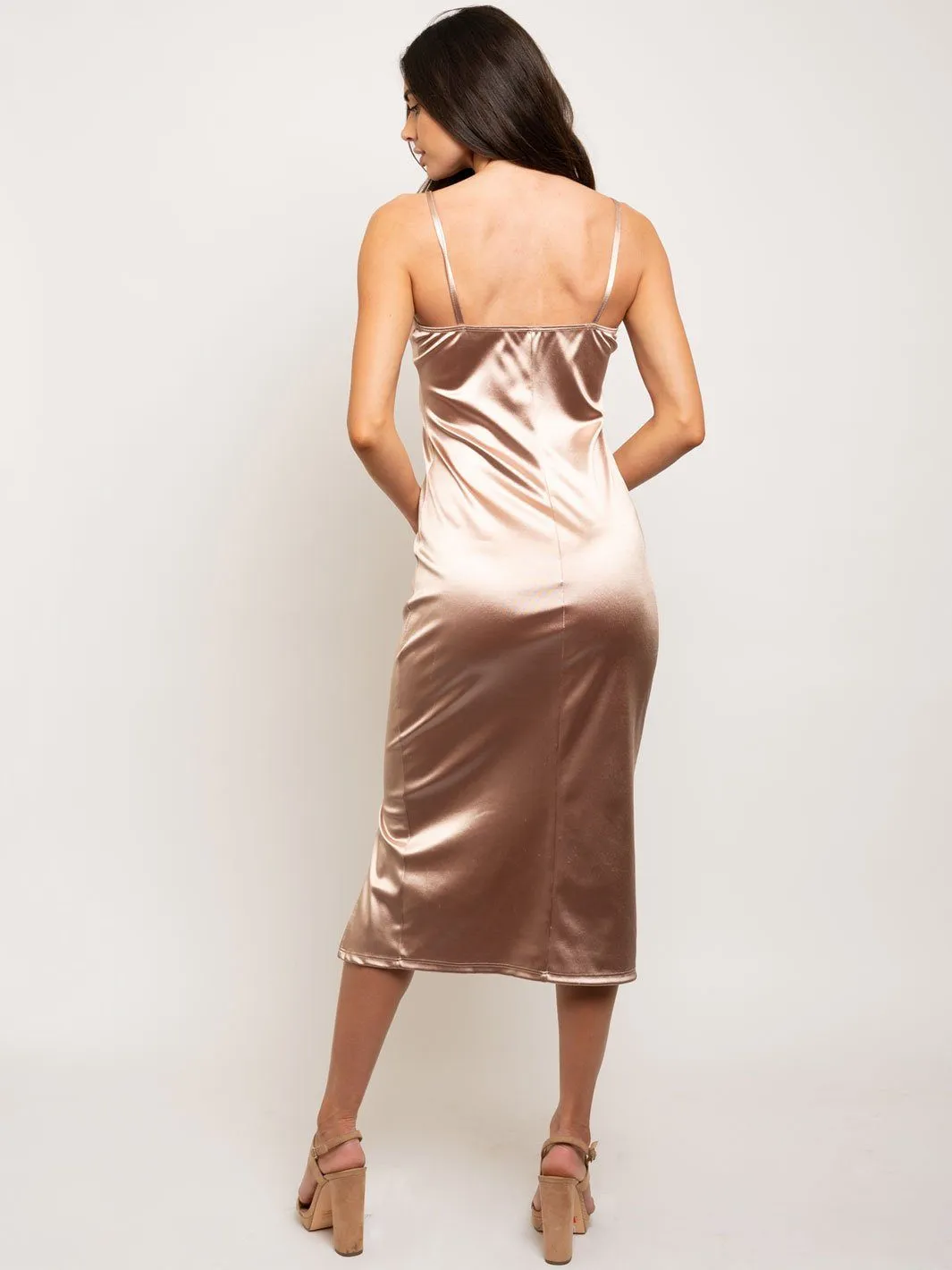 WOMEN'S V-NECK BODYCON MIDI DRESS