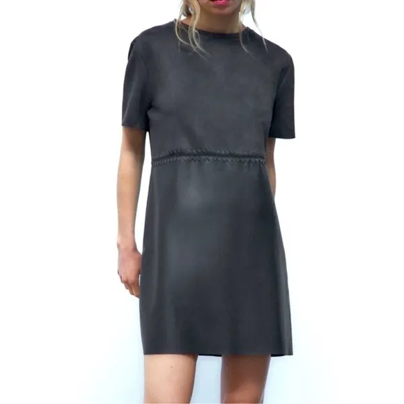 Zara Faux Leather and Suede Dress M
