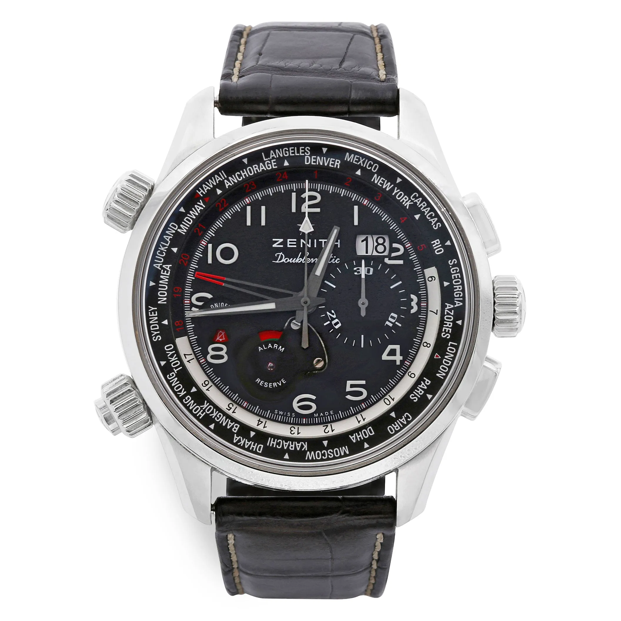 Zenith Doublematic Pilot 03.2400.4046/21.C721 Black Dial Automatic Men's Watch