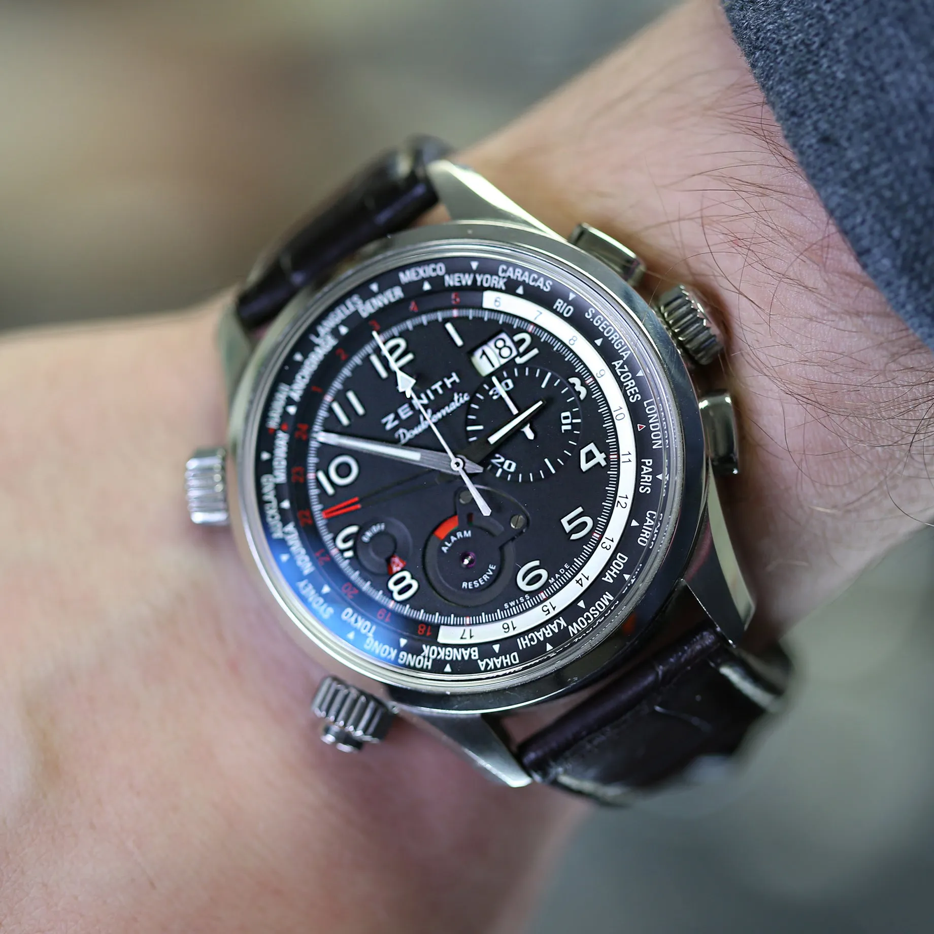 Zenith Doublematic Pilot 03.2400.4046/21.C721 Black Dial Automatic Men's Watch