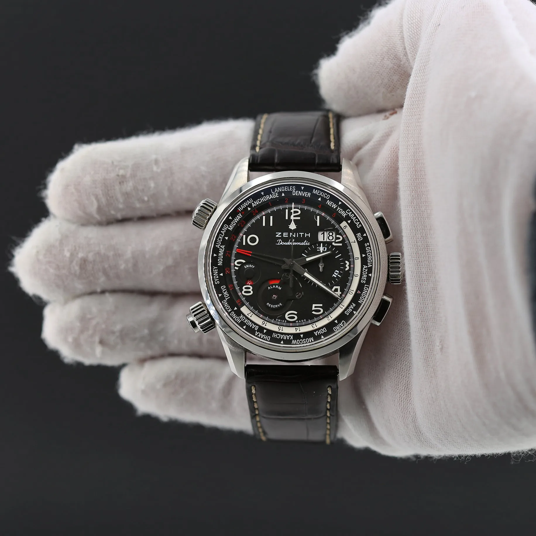 Zenith Doublematic Pilot 03.2400.4046/21.C721 Black Dial Automatic Men's Watch