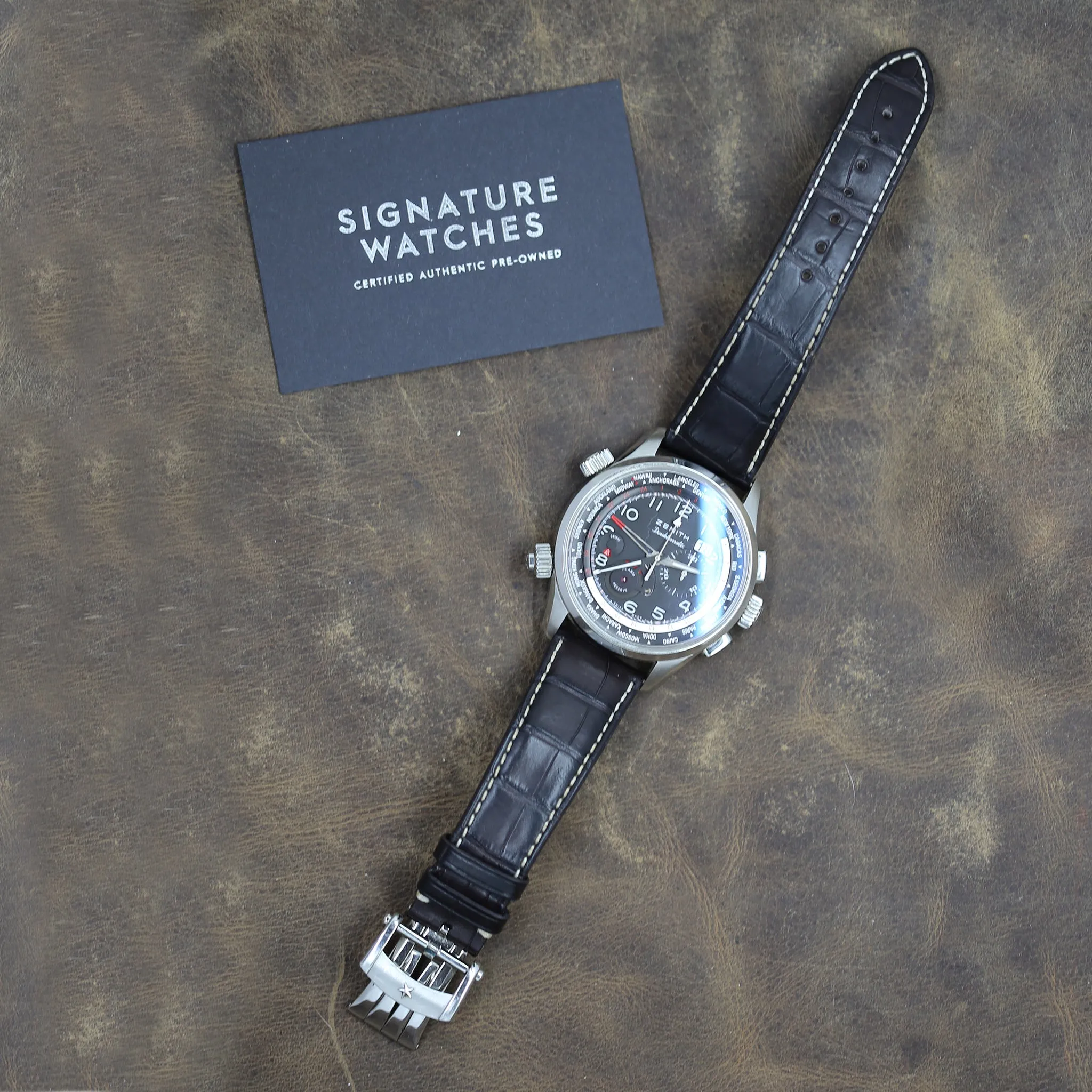 Zenith Doublematic Pilot 03.2400.4046/21.C721 Black Dial Automatic Men's Watch