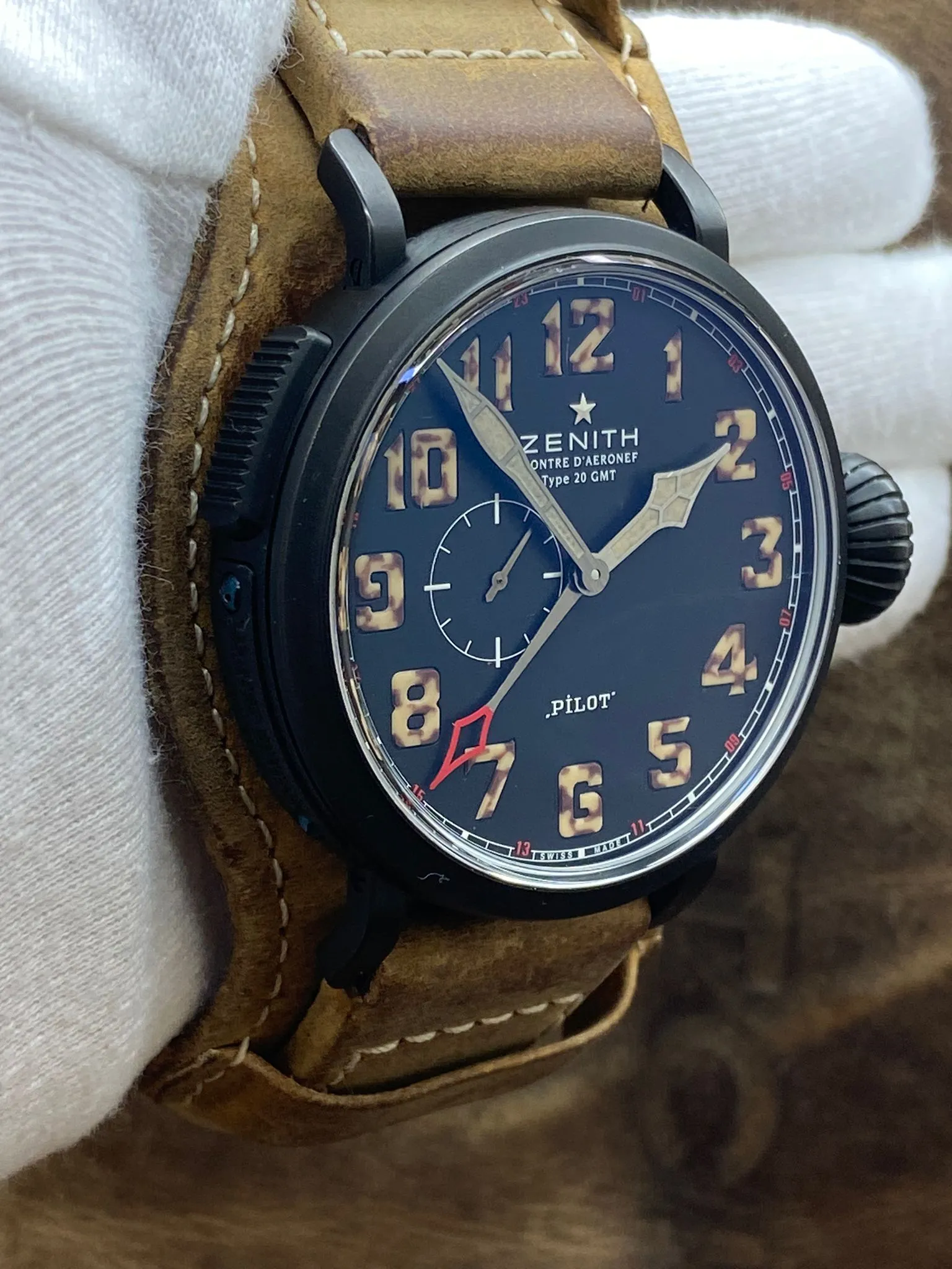 Zenith Pilot Type 20 GMT Titanium DLC 48mm 96.2431.693 Black Dial Automatic Men's Watch