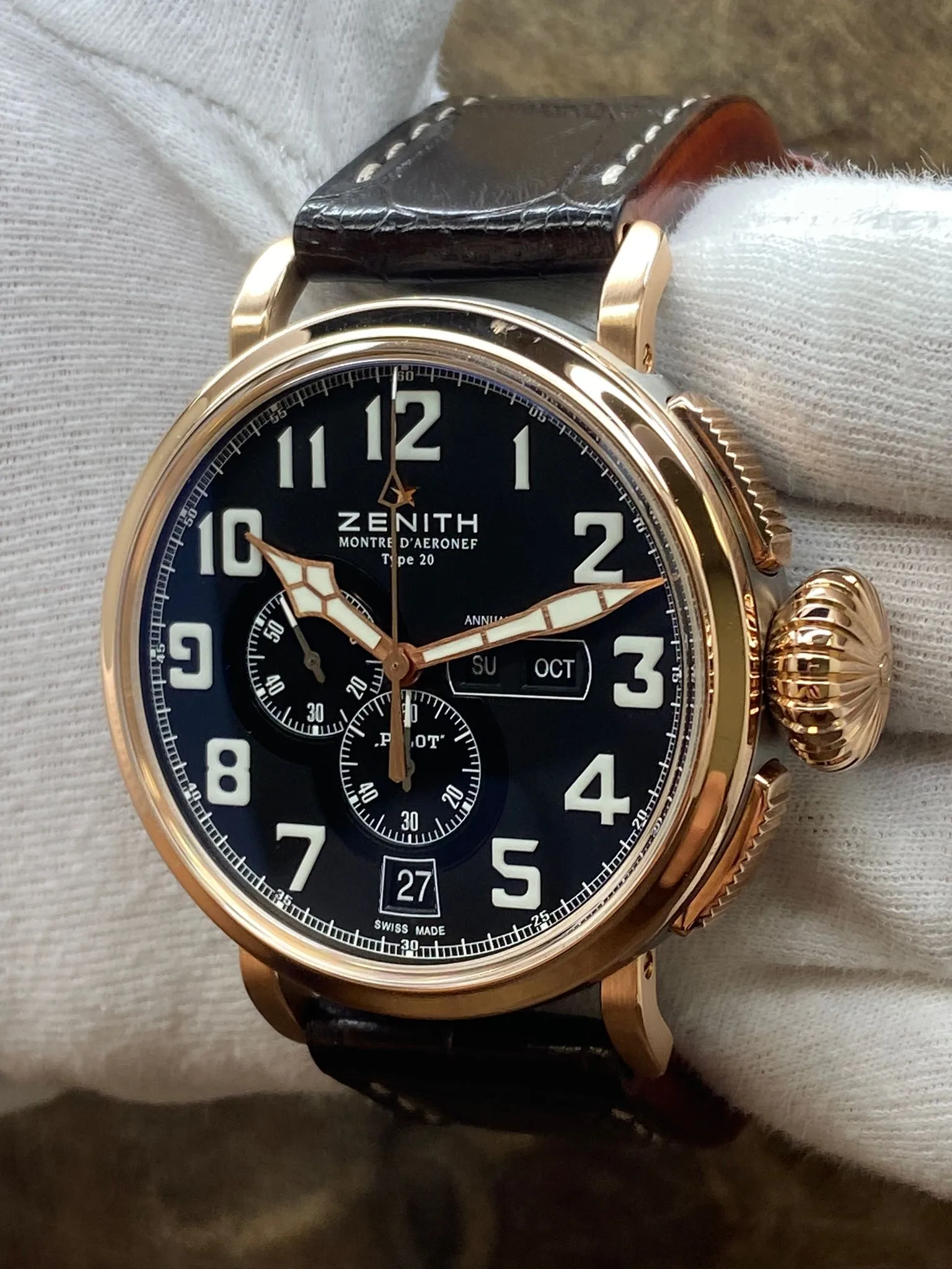 Zenith Zenith Pilot Type 20 Annual Calendar Titanium & 18K Rose Gold 87.2430.4054 Black Dial Automatic Men's Watch