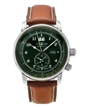 Zeppelin LZ126 Los Angeles Brown Leather Strap Green Dial Quartz 86444 Men's Watch